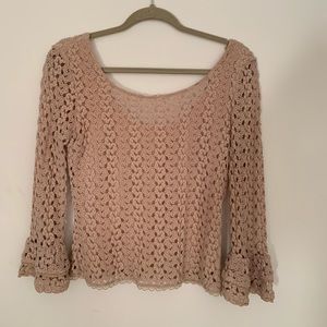 Free People Beige Lace Top. Size small.